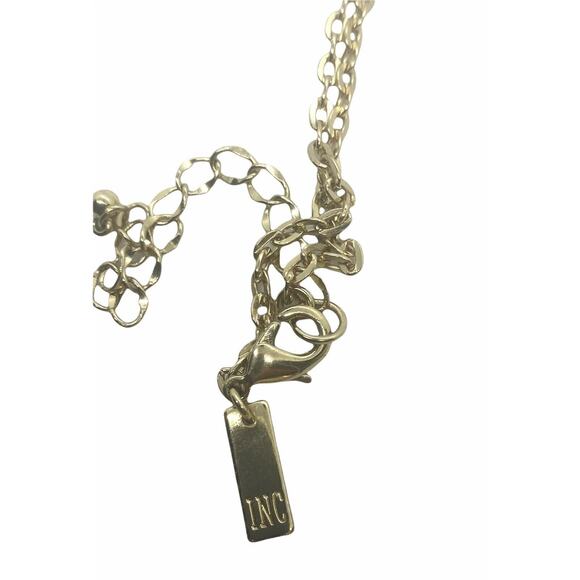 INC Gold Tone Blue Tassel & Rhinestone  Necklace - Picture 4 of 5